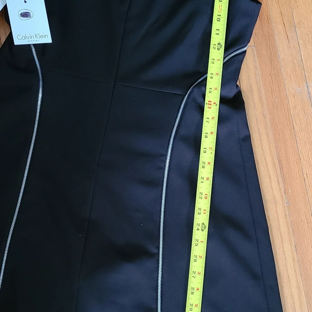 Calvin Klein Zipper Mini Sheath Dress 10 Women Black Silver Lined NEW - Picture 6 of 6